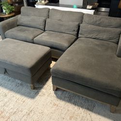 Gray Couch With Ottoman