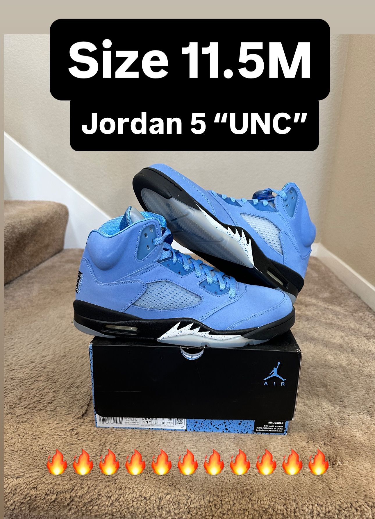 Nike Air Jordan 5 retro “UNC” Size 11.5M