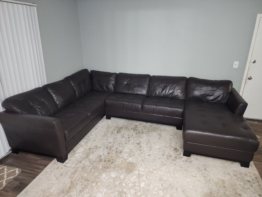 Large 3-PIECE LEATHER SECTIONAL COUCH 