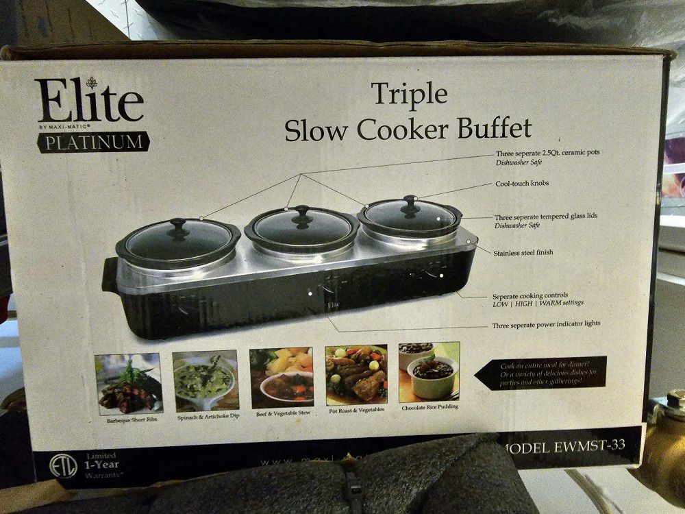 Elite Platinum Triple Slow Cooker Buffet