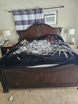 King size solid wood bedframe with 12" thick memory foam.