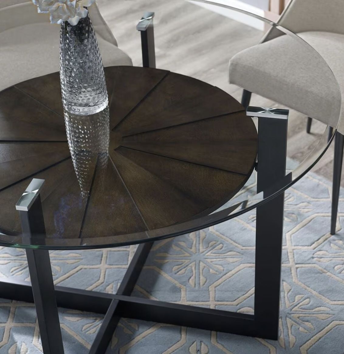 Glass & Wood Dining Table / Breakfast Table