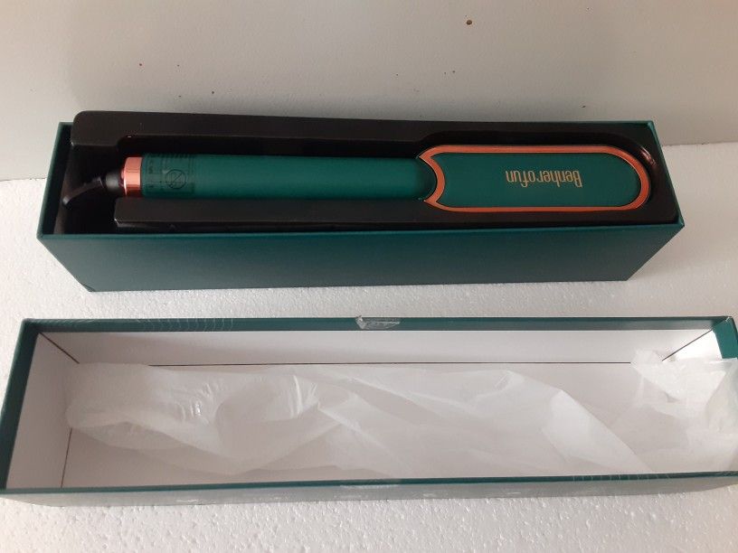 Benherofun Hair Straightener Brush Enhanced Ionic Straightening Green - NEW 