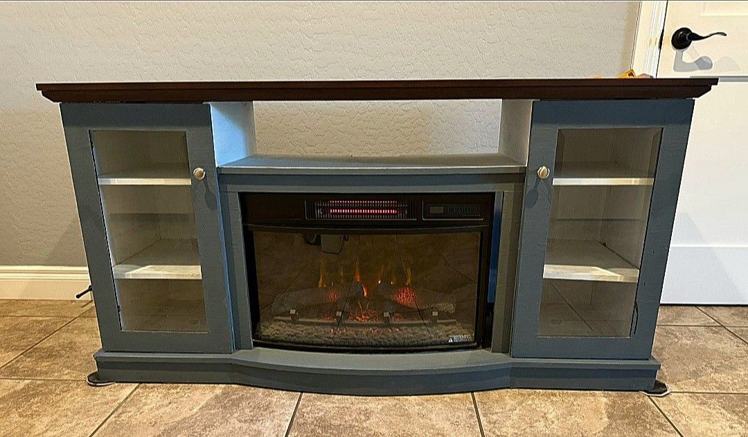 Fireplace tv Stand Farmhouse custom painted