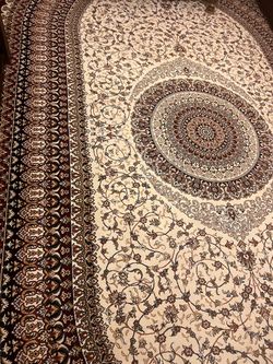 Persian-Style Area Rug Cream and Brown