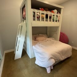 White Custom Bunk Bed With Mattress