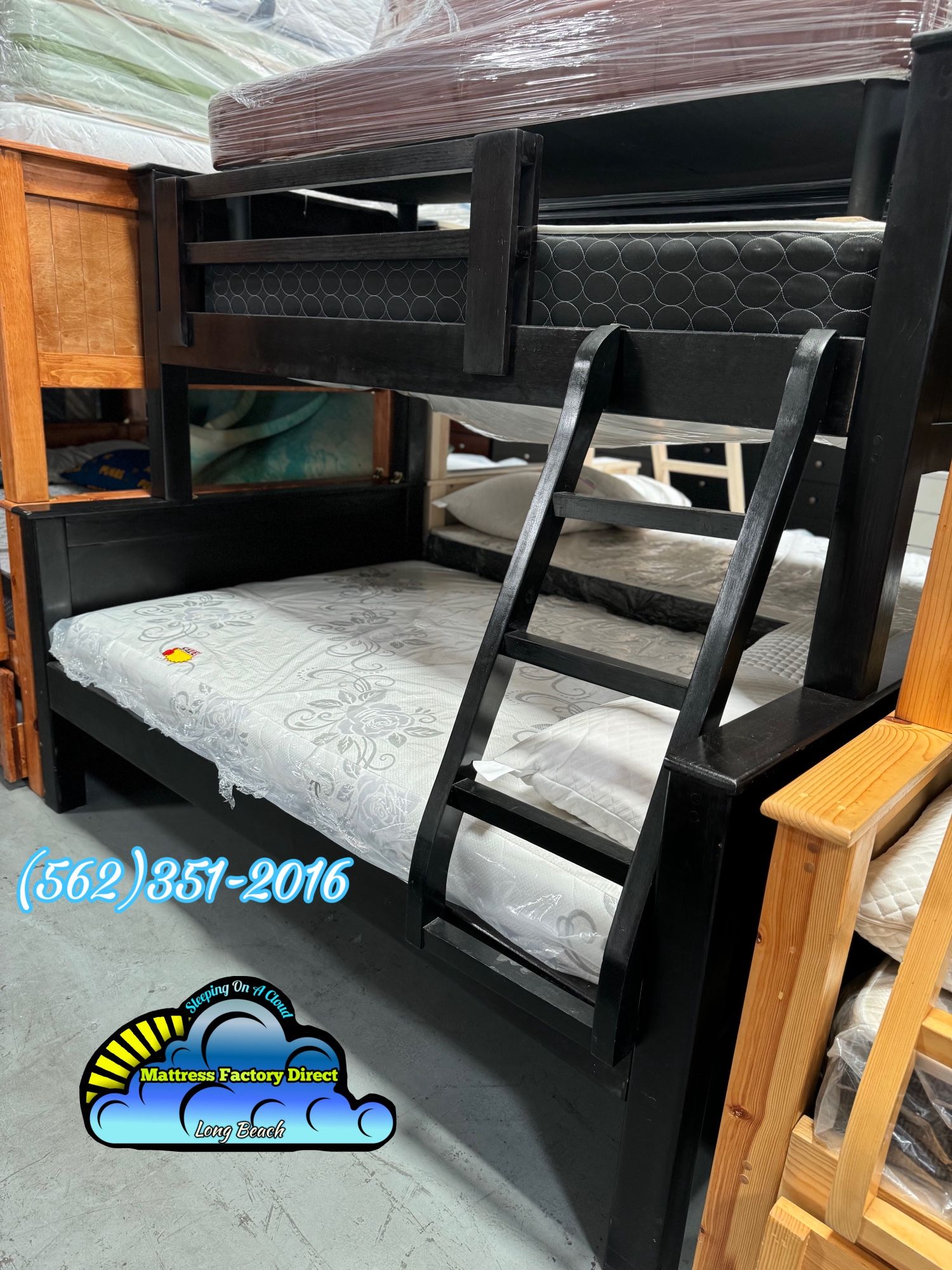 Twin Full Black Litera Bunk Bed Mattresses New