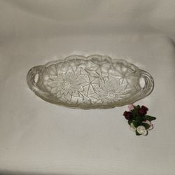 Vintage Indiana Glass Co Lily Pon Handled Relish Bowl