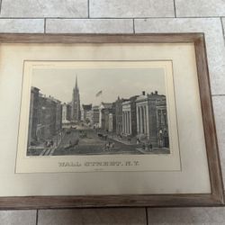 Wall Street, NY, Original Lithograph From 1847 by Augustus Kollner