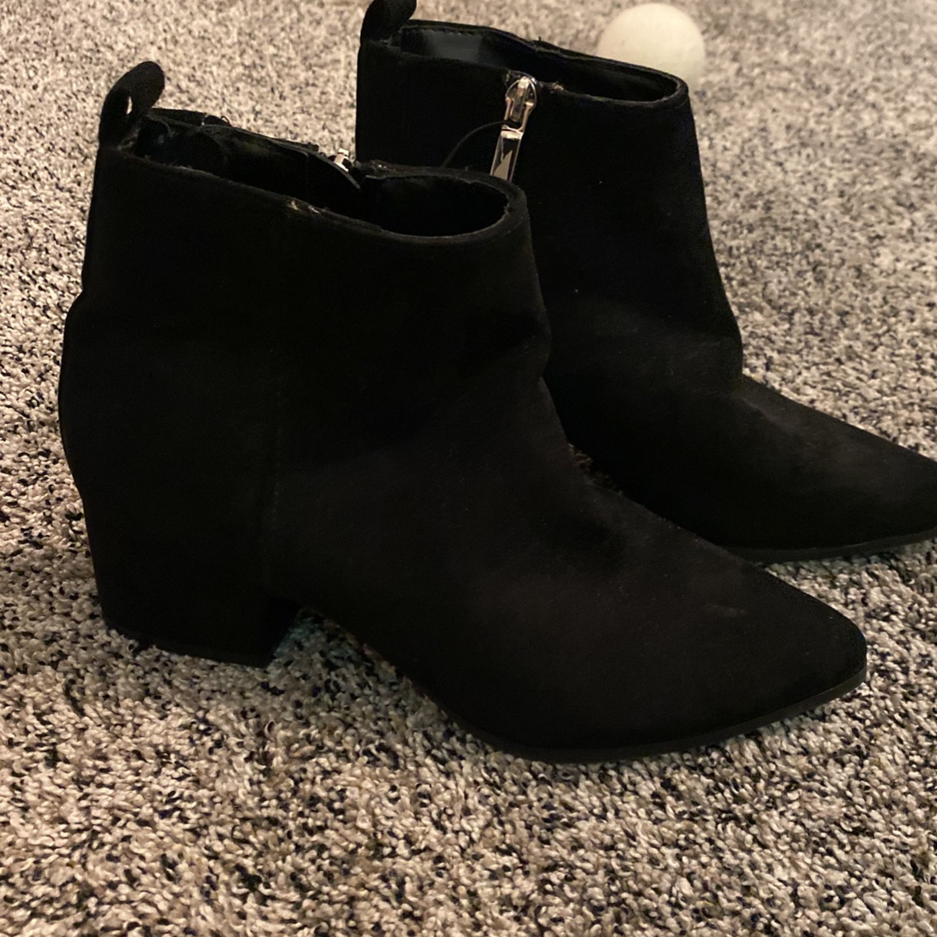 Black Faux Suede Booties