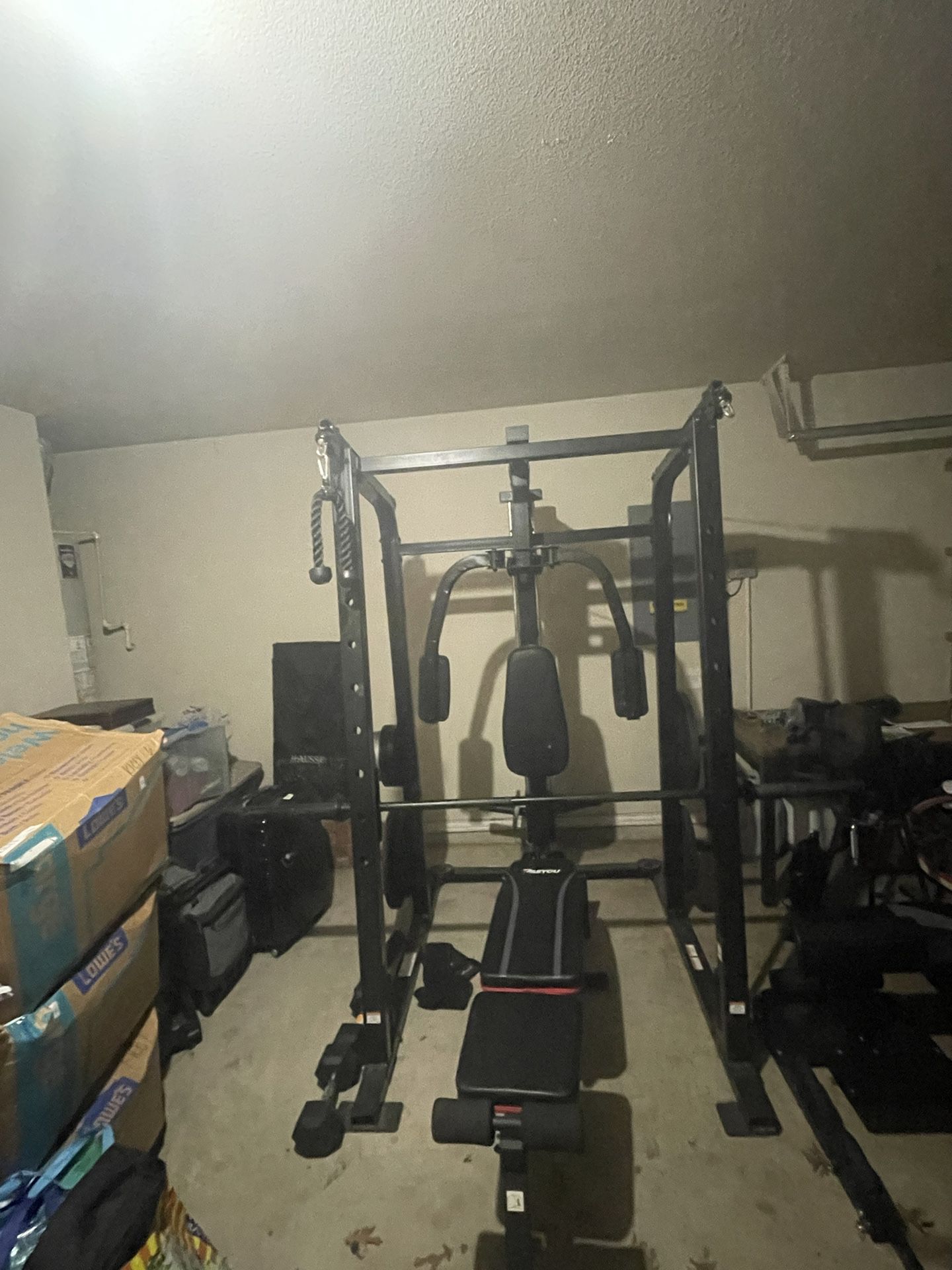 Smith Machine With Bench And Weights 