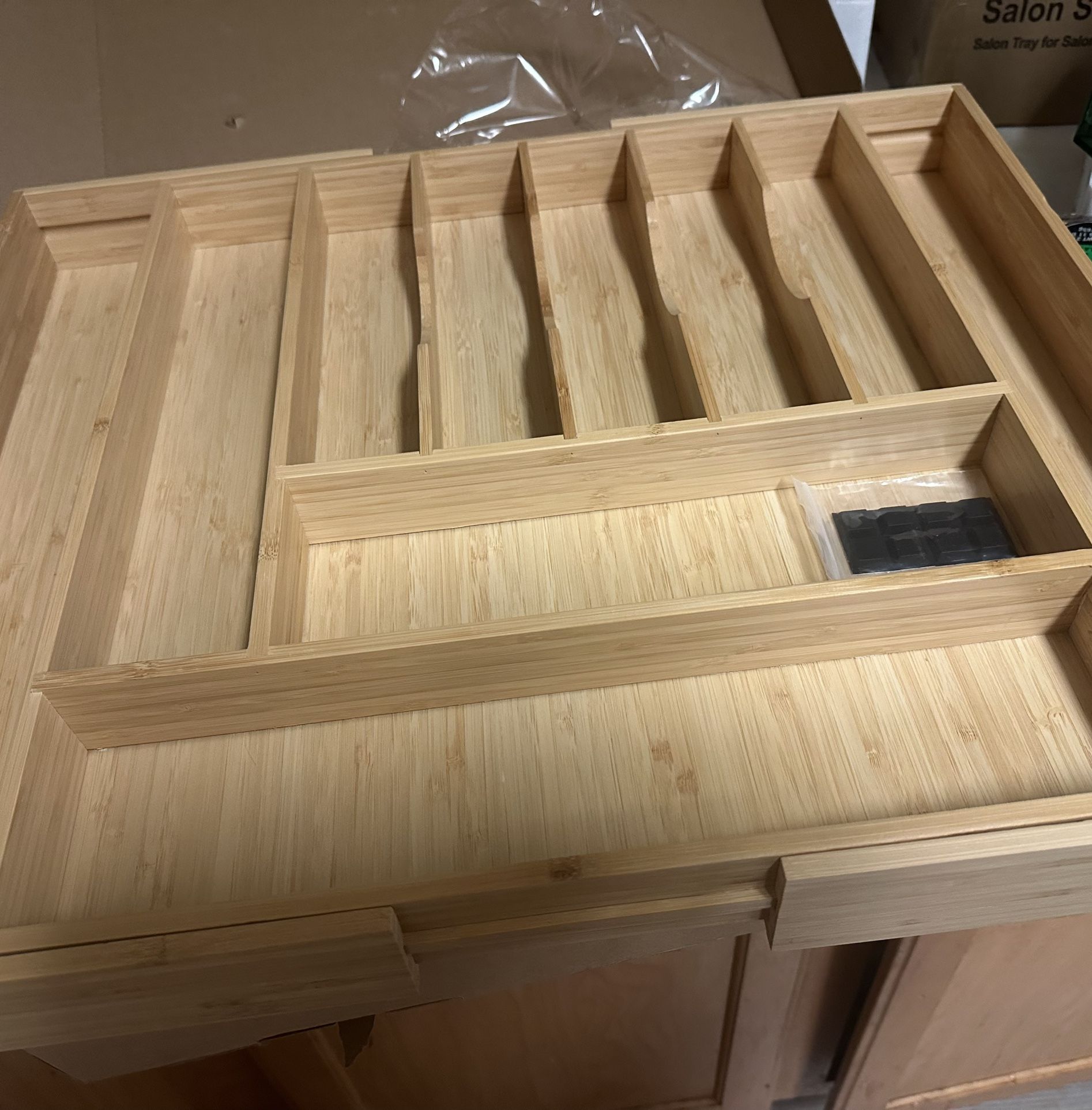 Umilife Extra Large Bamboo Wood Drawer Organizer Drawer Divider 19" Deep
