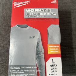 Milwaukee Men's Work Skin Large Gray Light Weight Performance Long-Sleeve T-Shirt