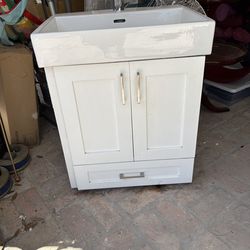 White bathroom vanity
