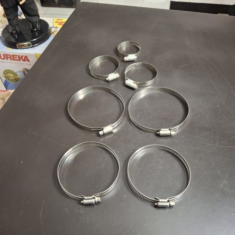 Stainless Steel Hose Clamps Lot Of 7 - Out Of Box New Never Used