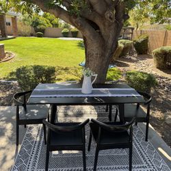 Mid Century Modern Extension Table with (4) Chairs and a Bench