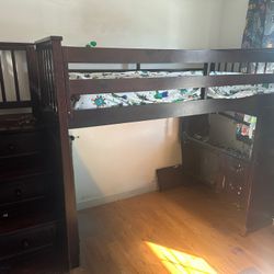 Twin Bunk Bed With Desk And Stair Storage