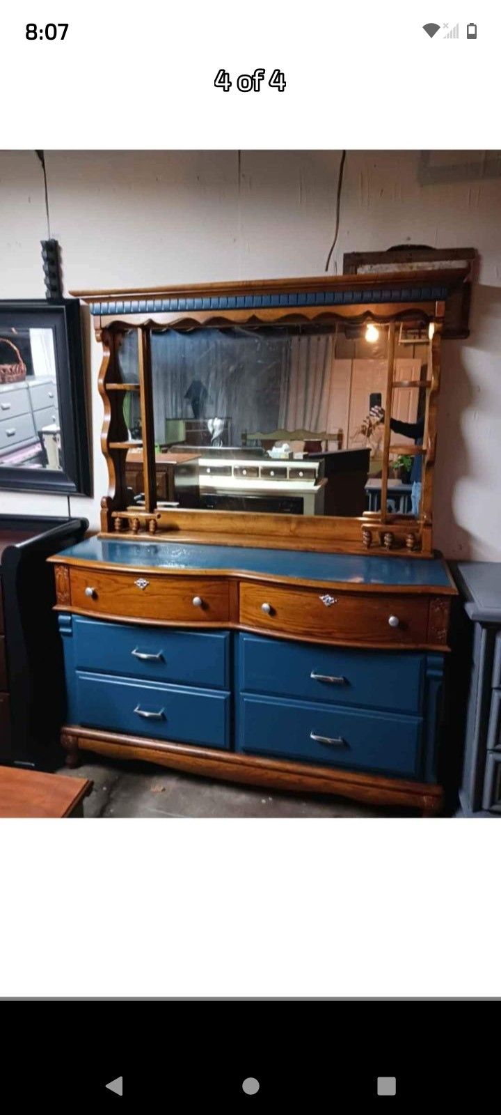 Two Tone Dresser With Matching Mirror 