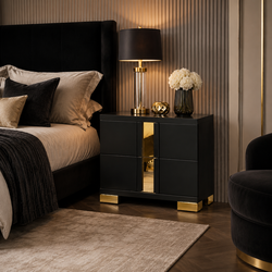 Annelise 2-Drawer Nightstand with Gold Acrylic Trim