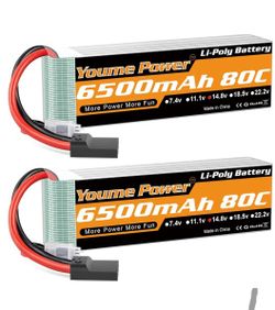 2 4s 6500mah Lipo Batteries With Traxxas Connector