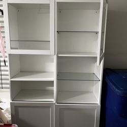 IKEA Tall White Glass Shelves 