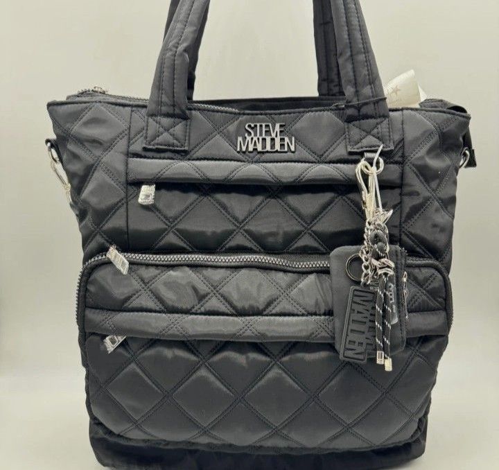 STEVE MADDEN BTeam quilted nylon large tote crossbody bag
