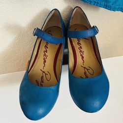 BLUE WEDGE SHOES SIZE 7  $5.00