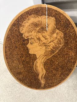 Oval Wood Burned Portrait Wall Plaque