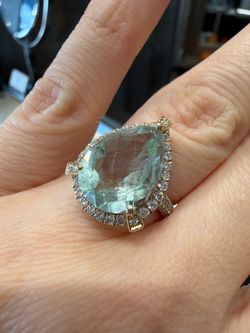 EFFY 14K yellow gold prasiolite and diamonds gorgeous ring