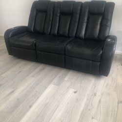 Black Leather reclining Sofa
