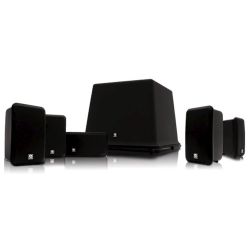 Boston Acoustics MCS 90 8” Powered Subwoofer & 5 Speakers (center speaker & 4 satellite speakers) TESTED MATCHING SET w/4 Speaker Stands Included  