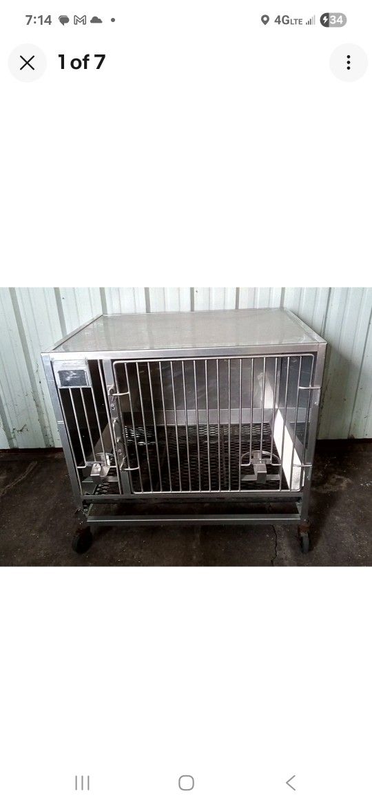 Hoeltge Stainless Steel Dog Cat Animal Veterinary Shelter Cage 44x36x48