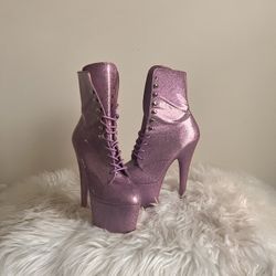 Lilac Glitter 7in Platform Heels Size 9