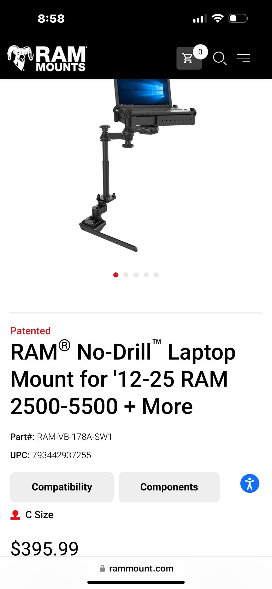 Ram No Drill Laptop Mount