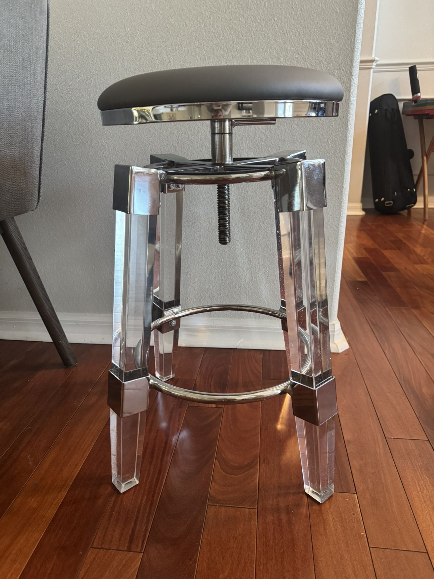Acrylic & Chrome Adjustable Bar Stool 