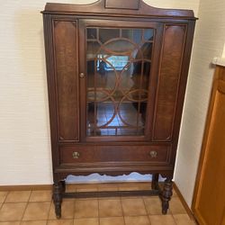 1930’s  Original Antique Jacobean Style China Cabinet 