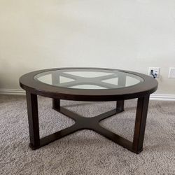 Round Wooden glass Coffee Table