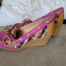 Sperry Wedge Women's Shoes Pink And Patchwork
