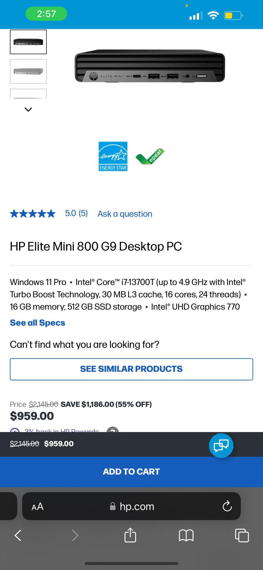 HP Desktop Mini 800 G9 Computer