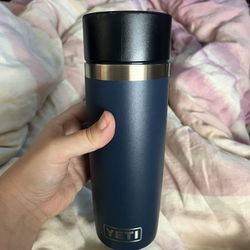 one used YETI Rambler 16 oz. ounces travel bottle, stainless steel, vacuum insulated with leakproof commuter cap, navy