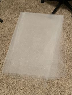 All Over Jewel Mesh White with Clear Rhine Fabric Tulle