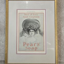 Vtg 1902 Pears Soap Illustrated Ad Framed 24x18" Gibson Girls Style 