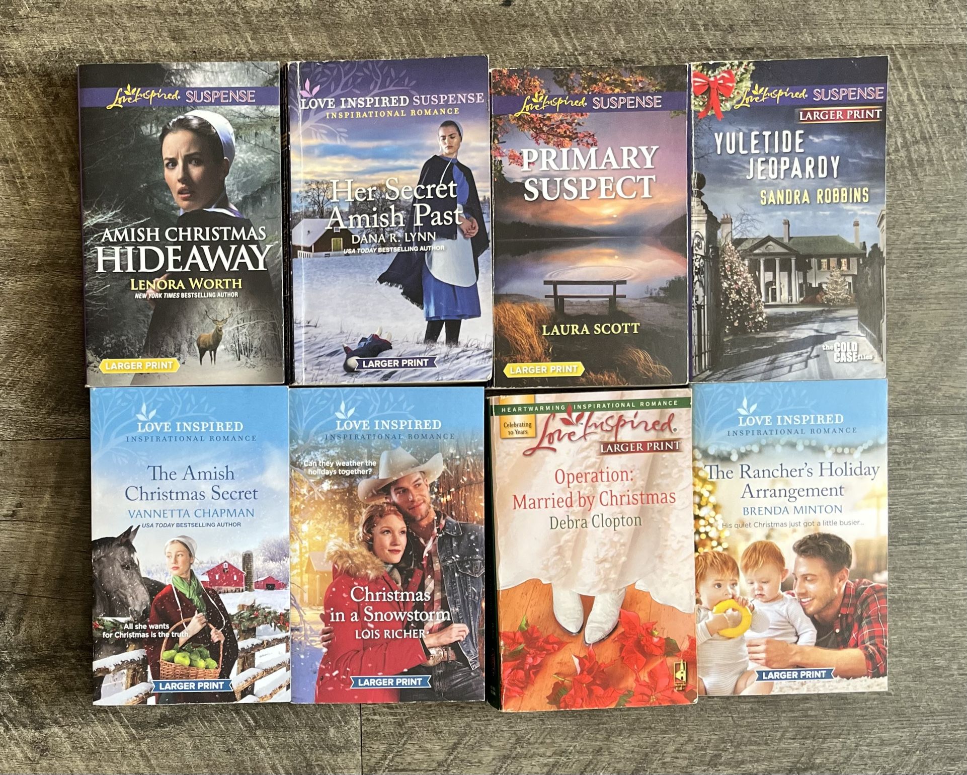 Large Print, LOVE INSPIRED Suspense+Christmas Books (Lot of 8)