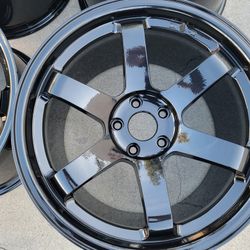 4 Brand New 18" Staggerd Glossy Black Wheels ( 5 X 114.3 )
