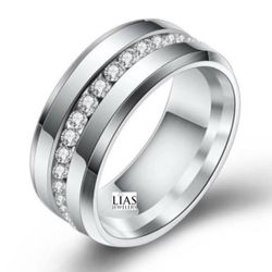 New 18k White Gold Men Wedding Ring Men Band 