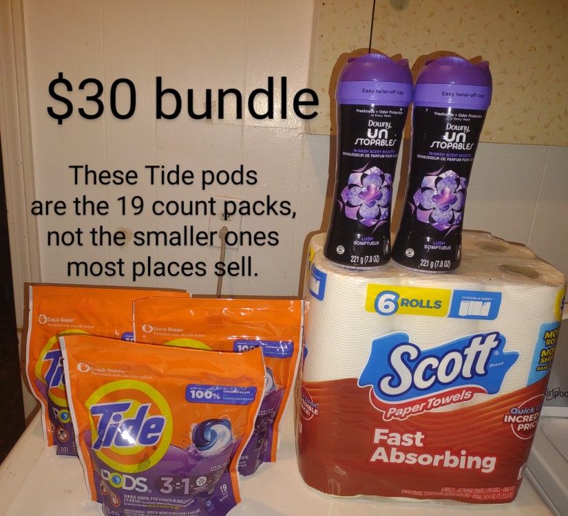 Tide Pods, Scott And Scent Beads Bundle $30