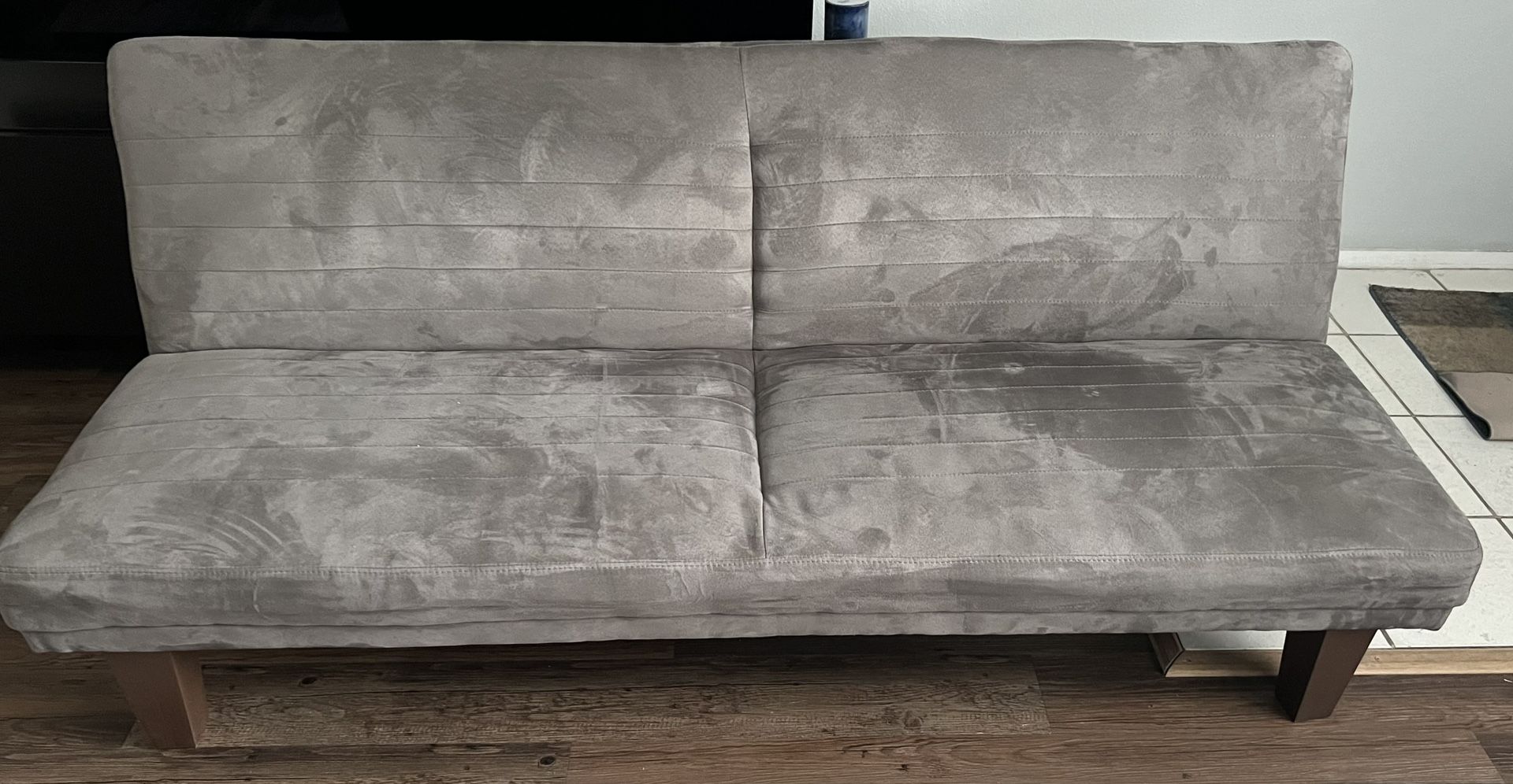 Grey Armless Fabric Small Sofa/Futon