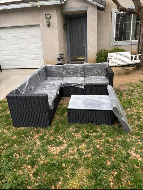 Brand New Patio Outdoor Furniture Black And Gray Cushion Brand New Patio Set Patio Furniture ✈️🆕🚛