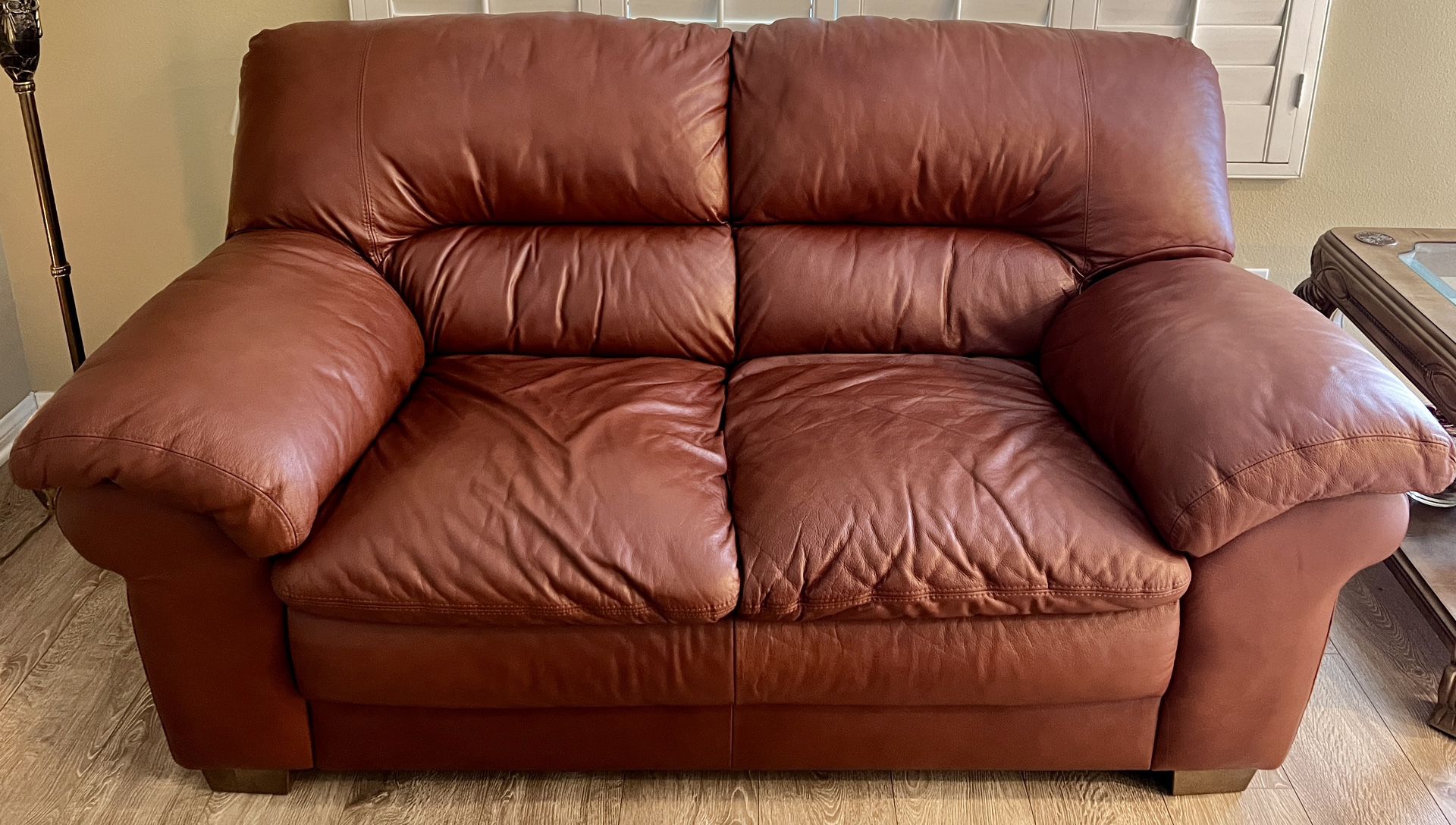 Leather Loveseat Made In Italy 