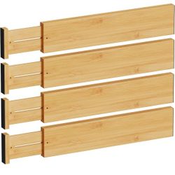 BAMEOS 4 Inch Tall Drawer Dividers Expandable Organizers for Kitchen, Bedroom, Bathroom, Dresser, Office, Pack of 4